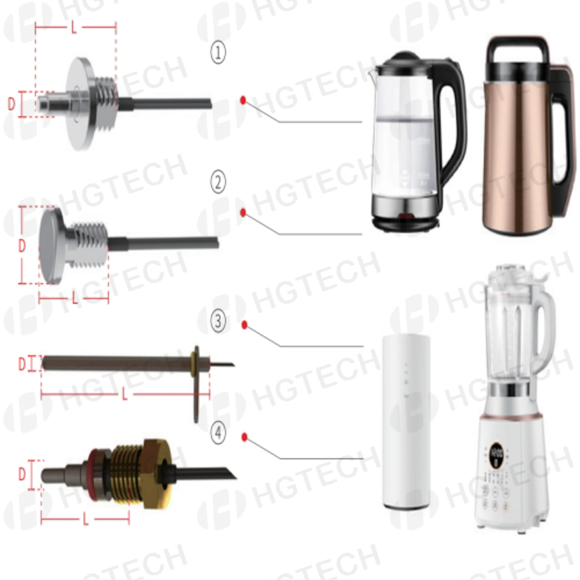 Temperature sensor and anti-overflow bar for health kettle/soy milk maker/water purifier/coffee machine